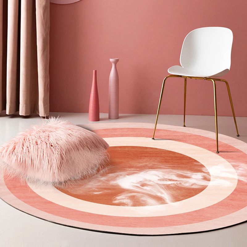 Navy Modern Rug Polyester Circle Rug Stain Resistant Rug for Living Room