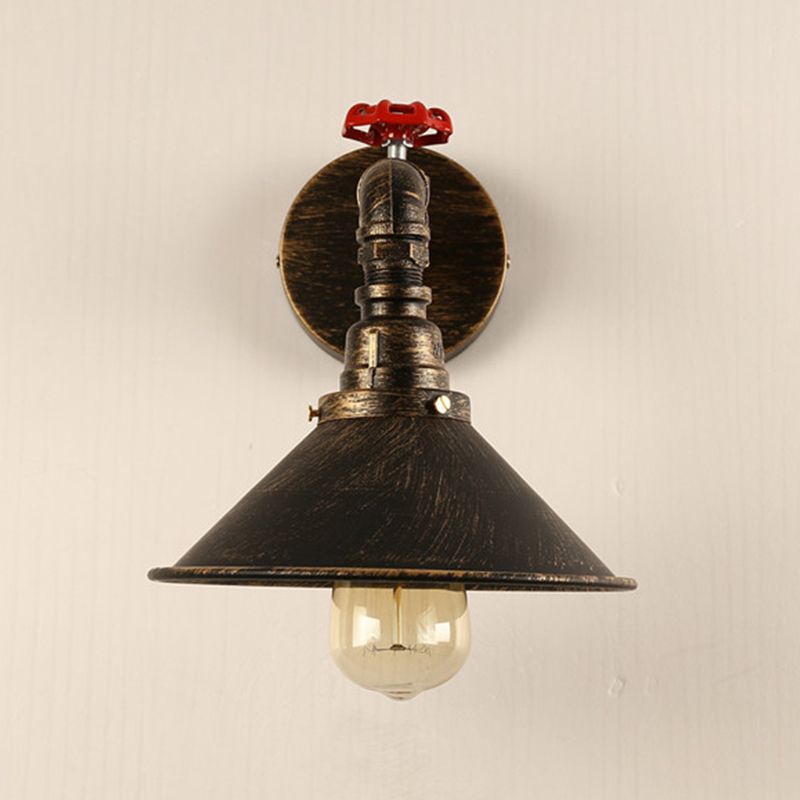 Industrial Style Cone Shape Wall Lamp Metal 1 Sconce Light in Bronze Wall Sconce