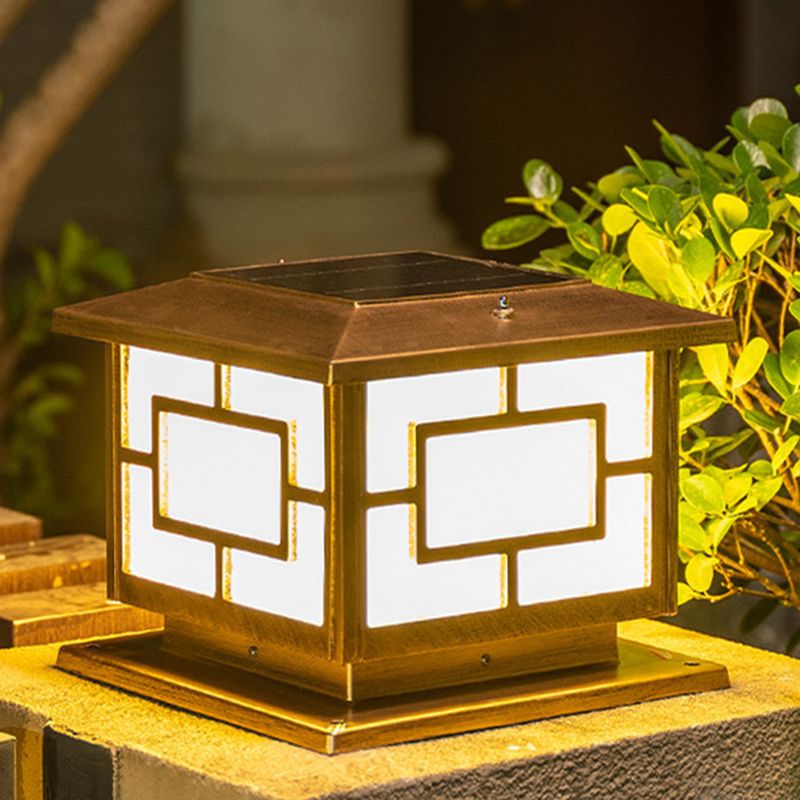 Modern Simple Outdoor Light Square Shape Solar Energy Pillar Lamp for Outdoor