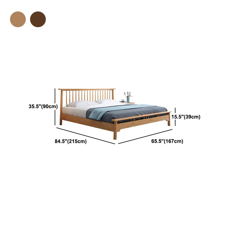 84.65 inch Wide Scandinavian Bed Frame Solid Wood Bed with Headboard