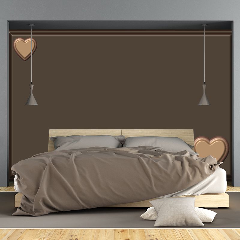 Illustration Stain Resistant Mural Heart Pattern Living Room Wall Mural