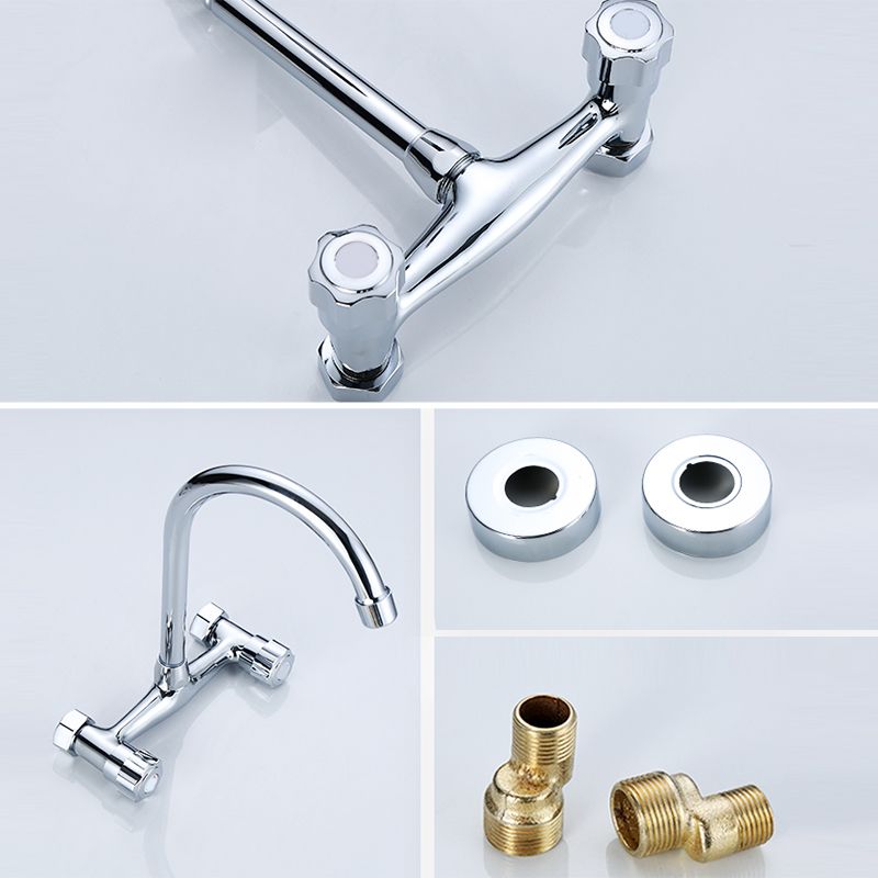 Modern Bar Faucet Brass Knob Handle Swivel Spout Wall Mounted Pot Filler Faucet