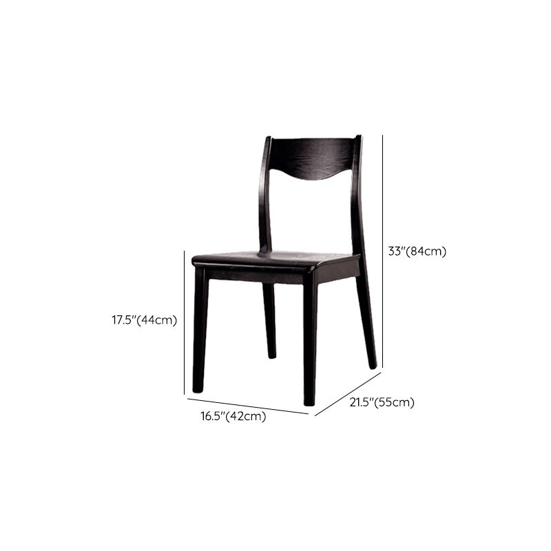 Solid Wood Side Chair Modern Black Indoor Dining Chair for Living Room