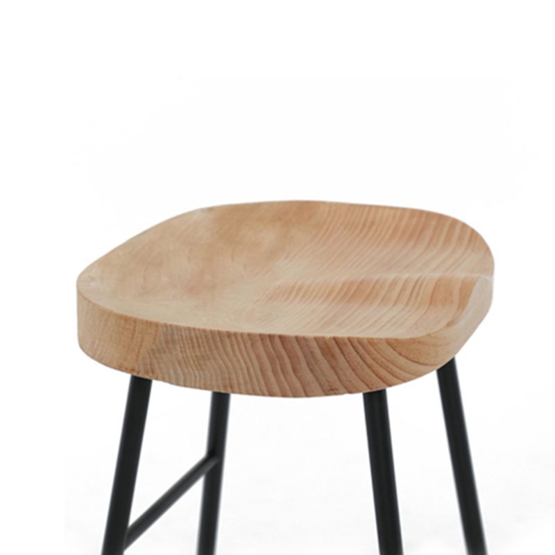 Moderner Barhocker für den Innenbereich, Massivholz, Eisenbeine, Sattelsitz, Thekenhocker