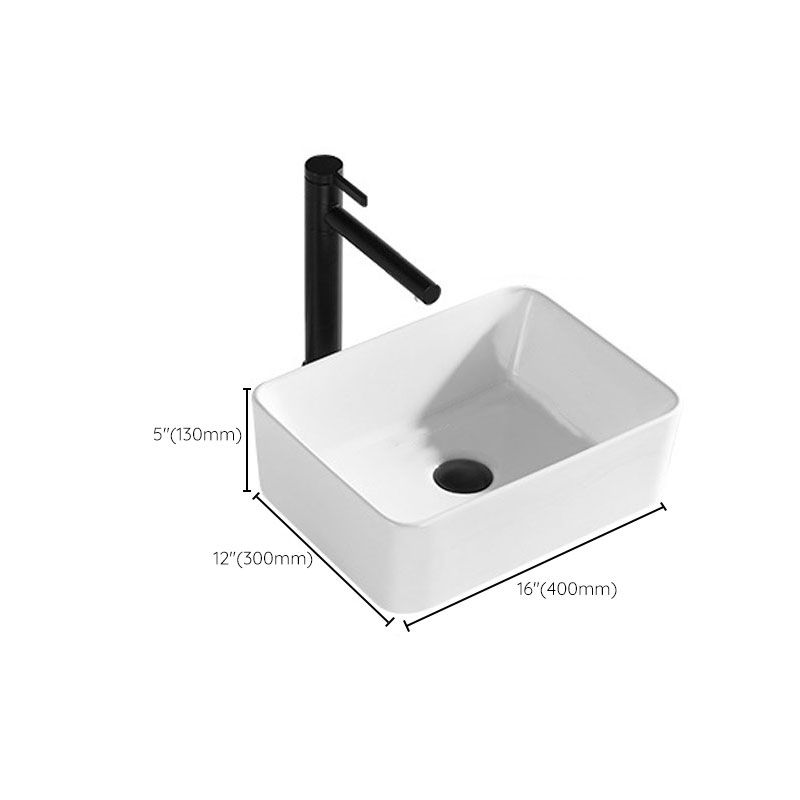 Contemporary Bathroom Sink Porcelain Rectangular Vessel Sink(Not Including Faucet)