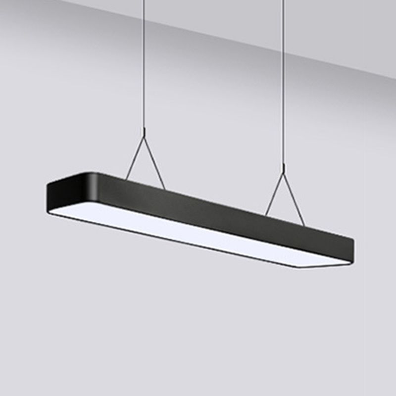 Rechteckige Anhänger Deckenleuchte zeitgenössische Acryl -LED -Büro -Anhängerbeleuchtung in Schwarz