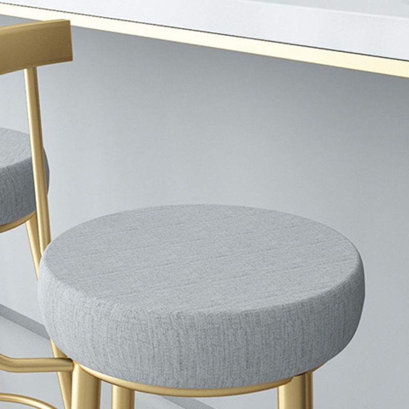 Glam Armless Backrest Counter Stool Iron Bar Stool with Cushion and Pedal for Kitchen