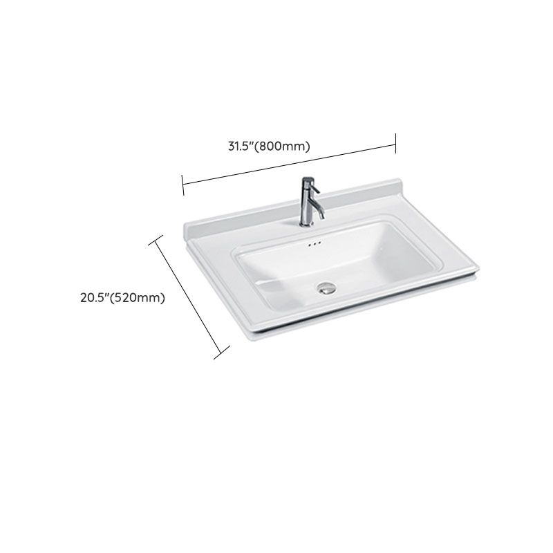 Modern Drop-in Bathroom Sink Porcelain Left Basin Bathroom Sink(Not Included Faucet)