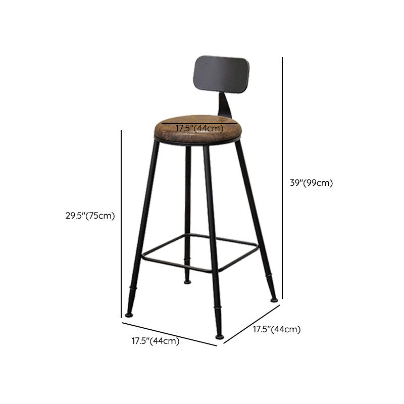 Contemporary Style Brown Barstool Low Back Bar Stool with Metal Legs