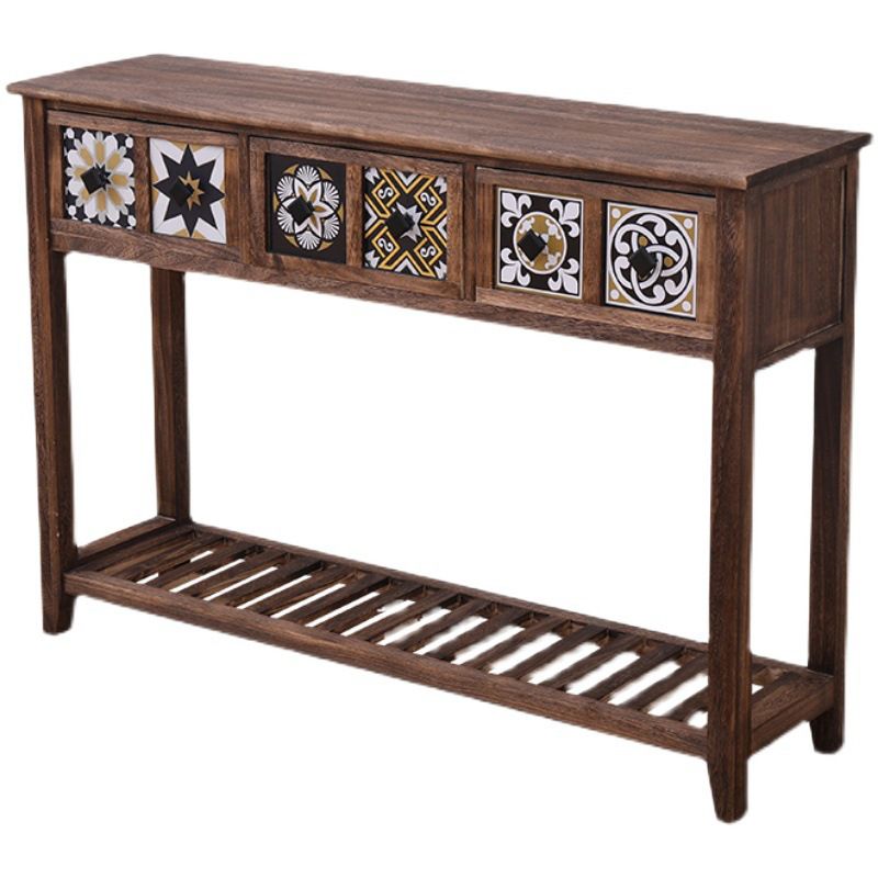 Mid-Century Modern Accent Table with Drawers for Hall Console