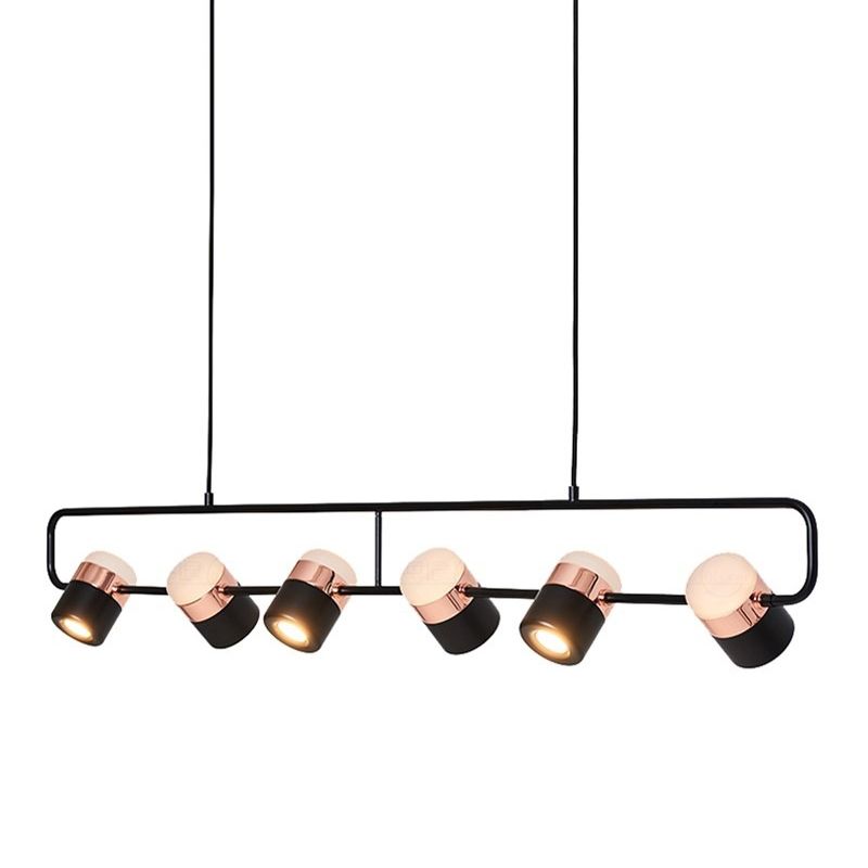 Modern Metal Track Lamps Multi-Head Restaurant Island Light Fixtures with Cylinder Shade