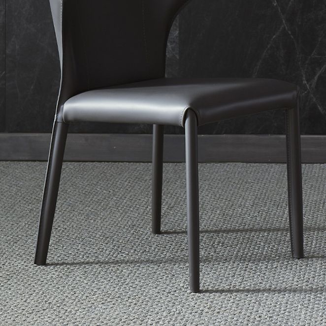 Matte Finish Wingback Dining Chair Designer Style Meeting Room Leather Side Chair