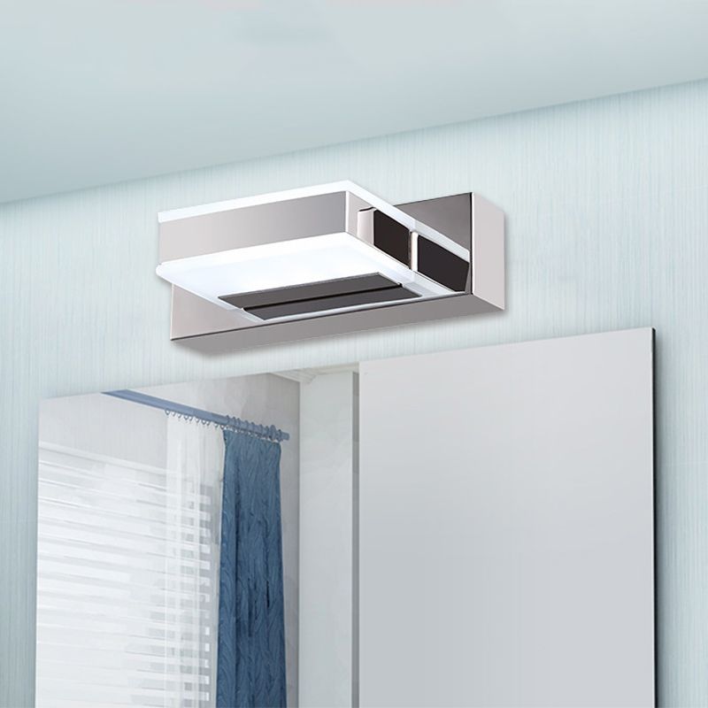 Square Block Acrylic Shade Vanity Lighting Modern Simple 1/2/3/4 Lights Wall Lamp in Chrome