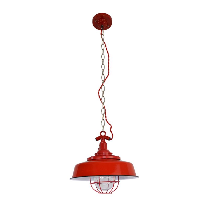 Barn Shade Restaurant Anhänger Leichte Industriemetall 1-Licht rote Hanglampe mit Draht und Kette