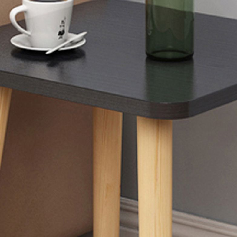 Contemporary Square End Table 4 Legs Solid Wood Side Table, 16.5" Tall