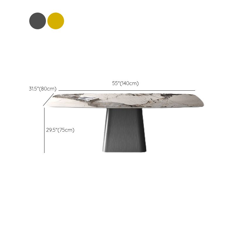 Industrial Sintered Stone Dining Table Rectangle Table with Metal Base