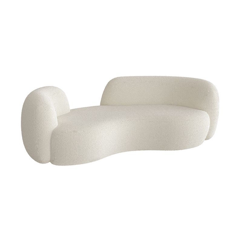 28.35" High Curved Tuxedo Arm Sofa Modern Style White Wool Seating