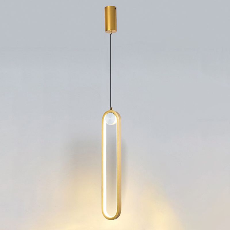 Elliptical Metal Shape Pendant Lamp Modern Minimalist 1 Light LED Hanging Lamp for Living Room