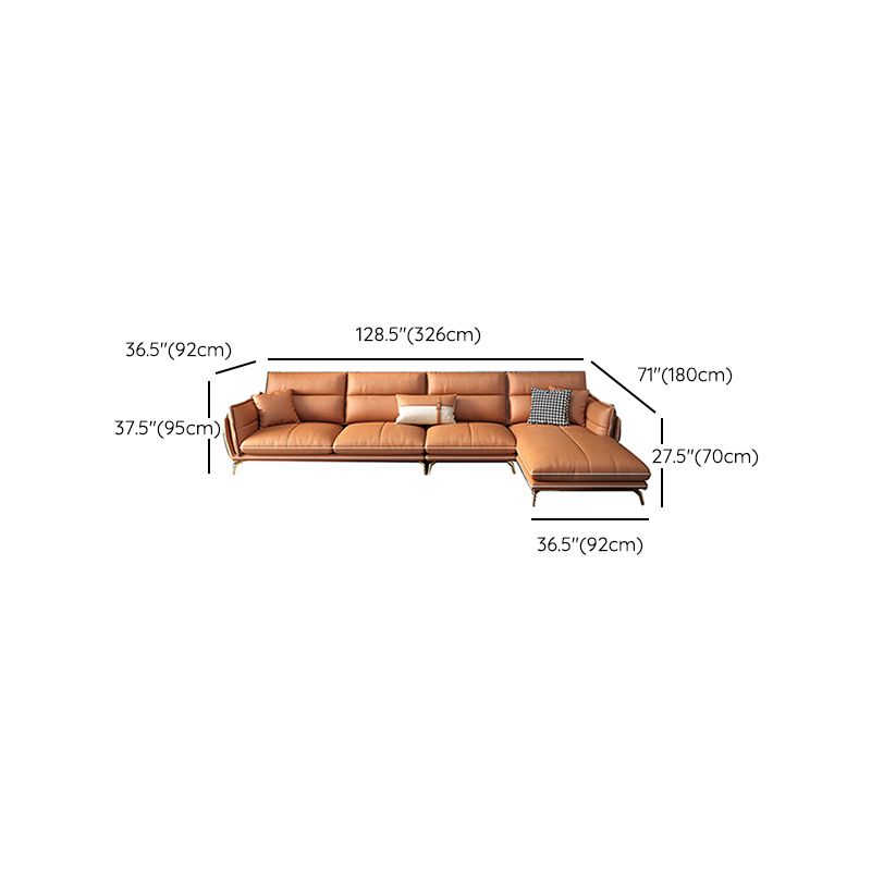Orange Luxurious 4-seater Sectional 37.4" H Flared Arm Sectional