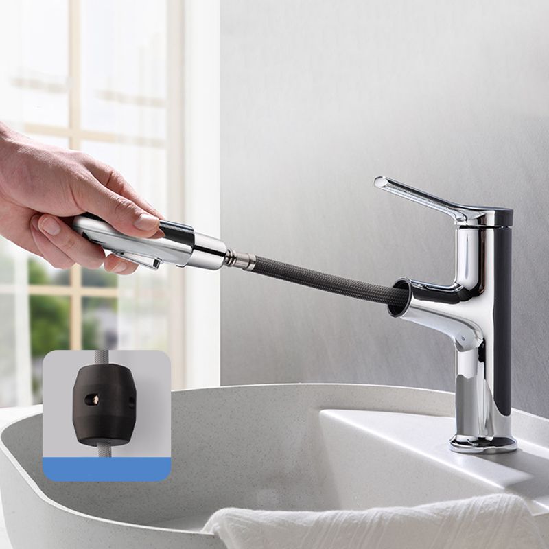 Circular Contemporary Bathroom Faucet Lever Handle Faucet with Single Hole