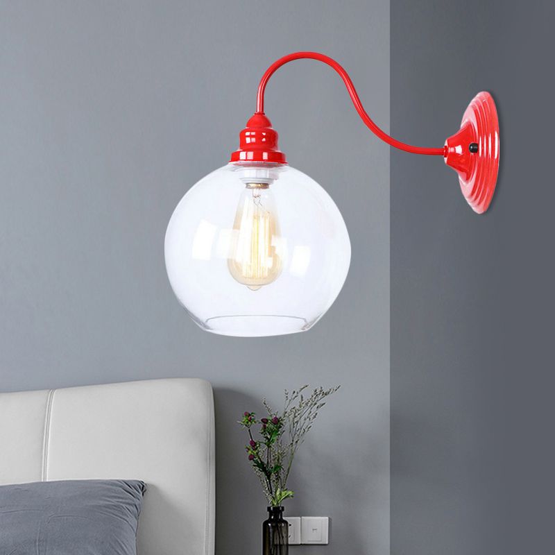 Lampada da parete del soggiorno globale in vetro industriale trasparente 1 lampada con applique rossa chiara