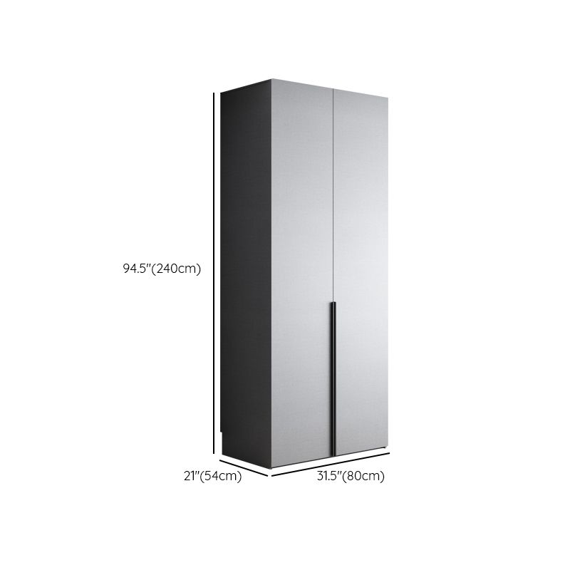 Engineered Wood Wardrobe Cabinet Modern Style Soft Close Doors Wardrobe Closet in Gray