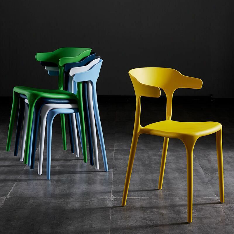 Glam Plastic Side Chair Matte Finish Open Back Dining Chair for Dinning Room