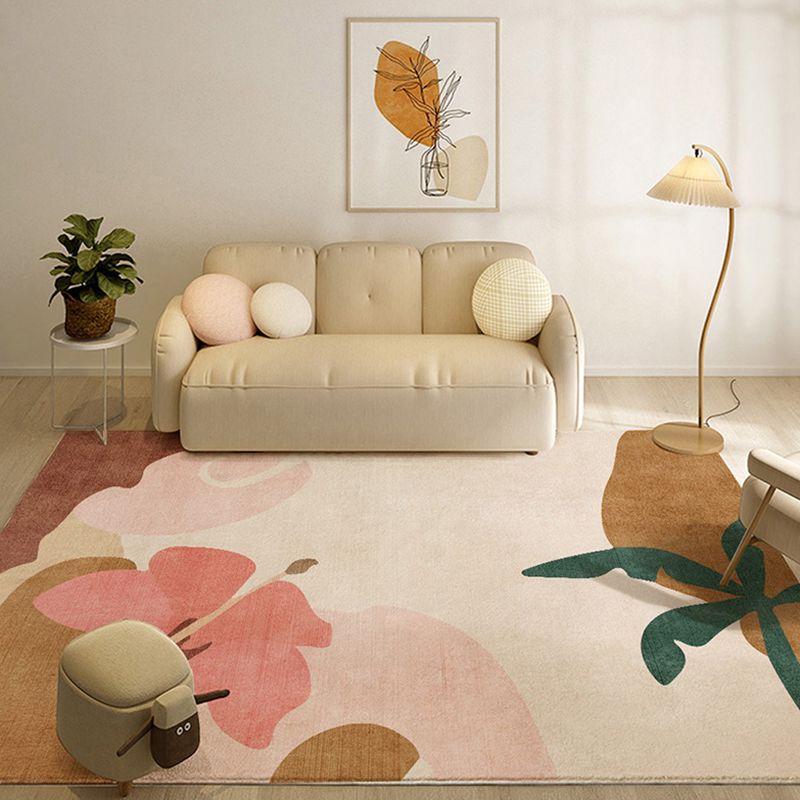 Simple Solid Color Modern Rug Polyester Color Block Splicing Area Rug Non-Slip Backing Carpet for Living Room