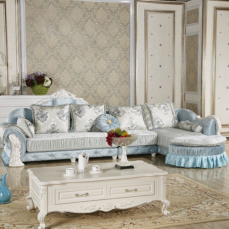 3/4-Seater Velvet Sectional Sofa L-Shape Flared Arm Sofa Sectional