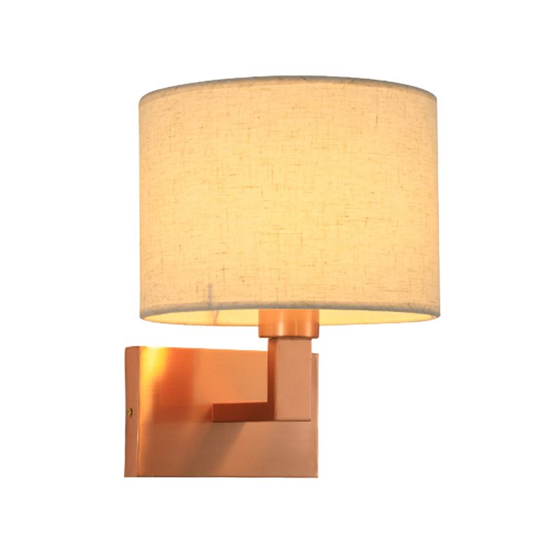 Iron and Fabric Wall Light Post Modern Wall Sconce in Rose Gold Finish