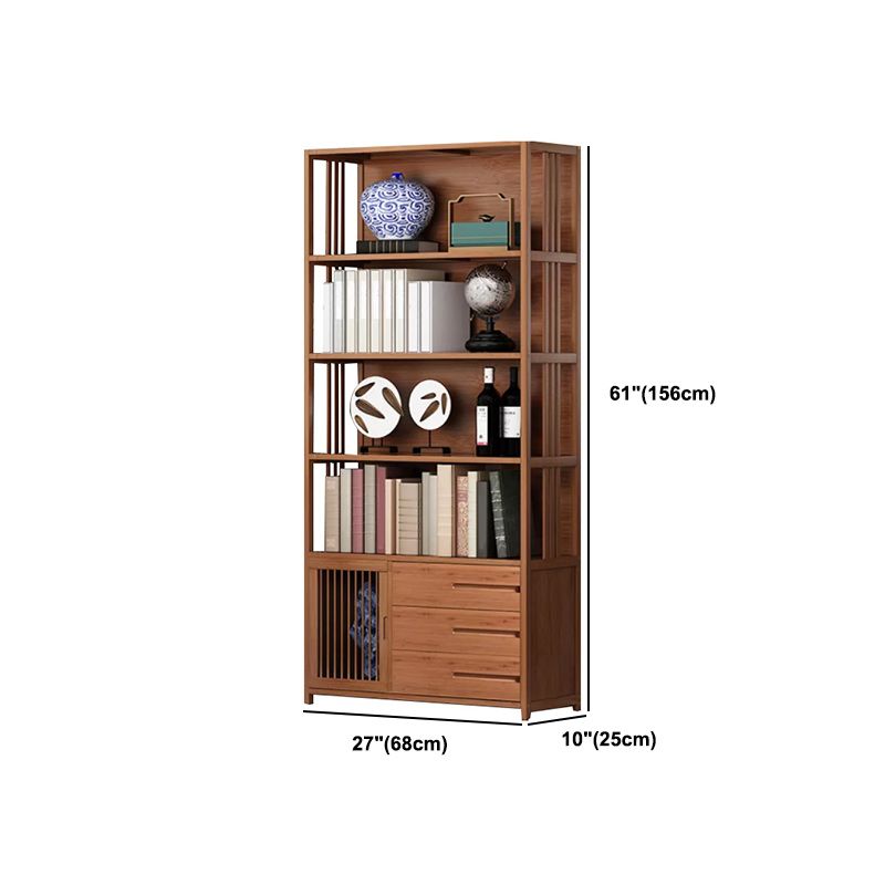 Modern Bamboo Bookshelf Brown Closed Back Shelf Bookcase With Cabinets