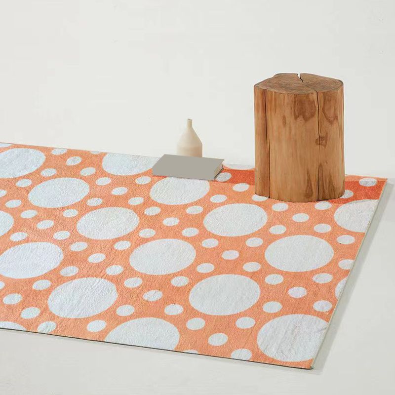 Orange Modern Carpet Polyester Color Lump Carpet Washable Rug for Living Room