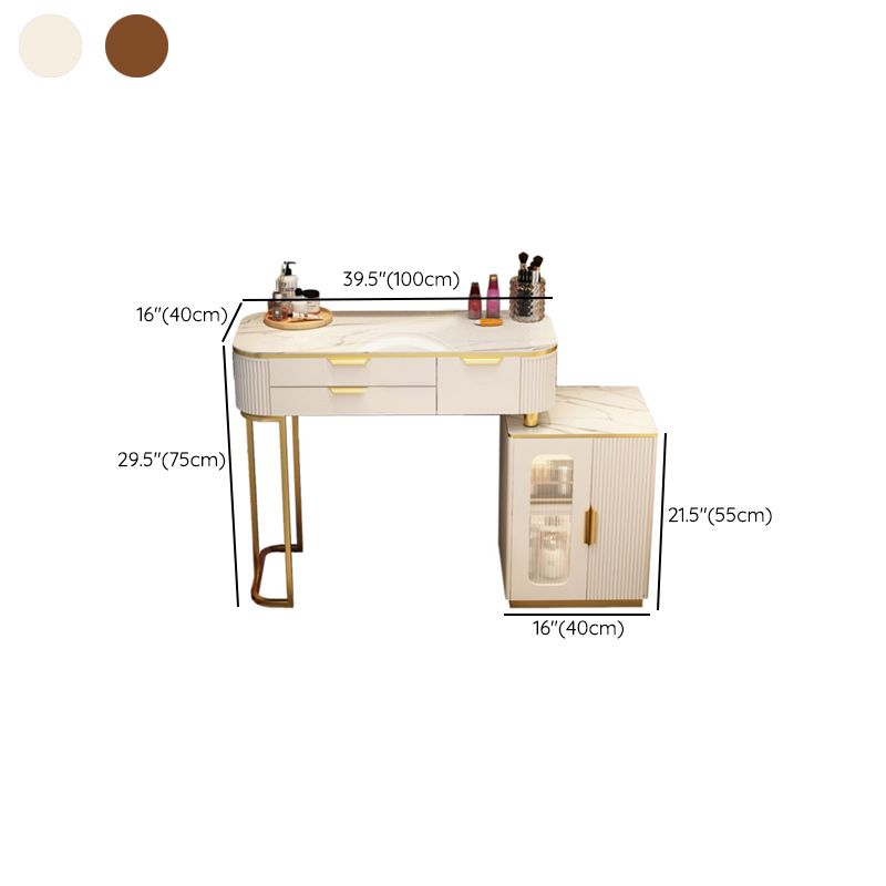 Lighted Mirror & 2/3 Drawers Vanity Table Set Glam Metal Dresser