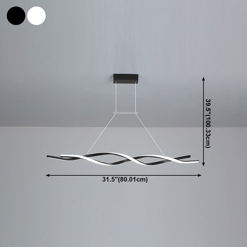 Lustre de l'île Curve Modern Island 2 têtes Restruction LED Pending Lighting
