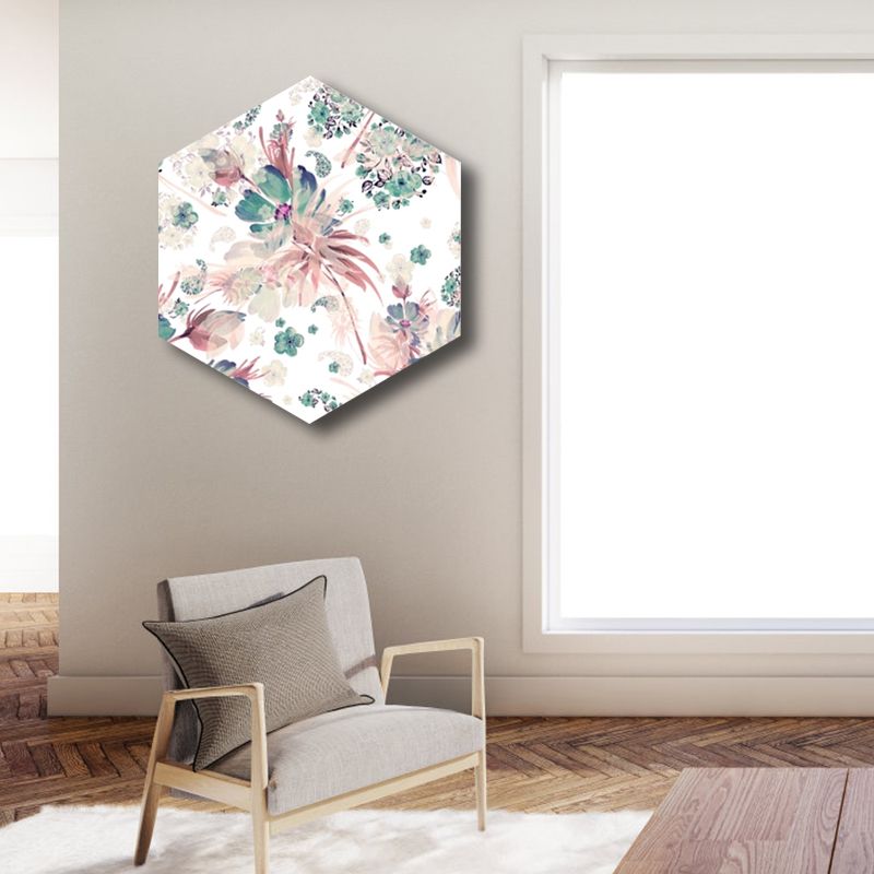 Eigentijds bloemdessin kunstprint meisjes slaapkamer wanddecoratie in lichte kleur, structuur