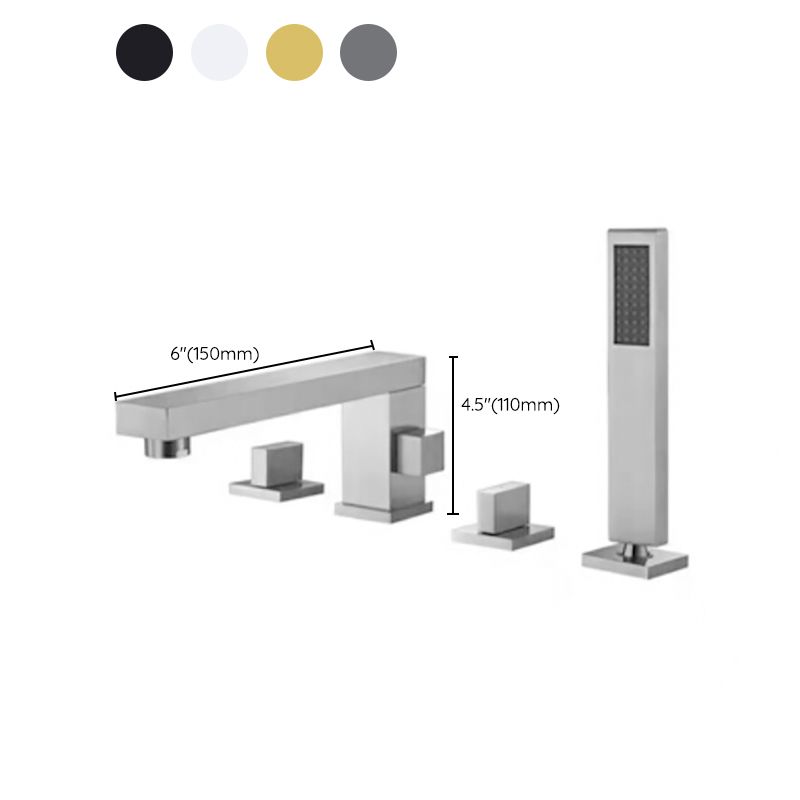 Modern Deck Mounted Copper Roman Tub Faucet Low Arc Tub Faucet Set