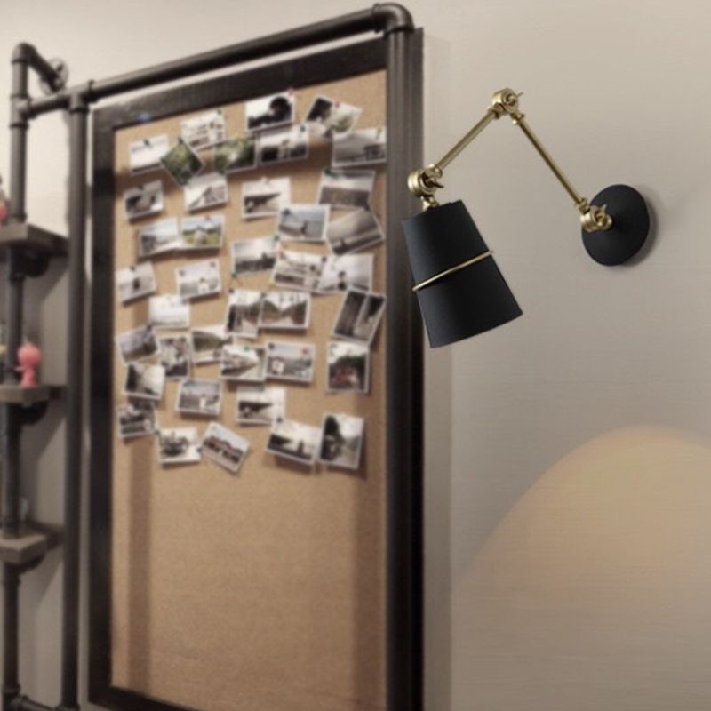 Nordic Metal Wall Light Bucket Shape Adjustable Wall Sconce for Living Room