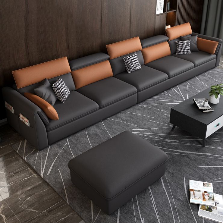 Faux Leather Sectional Sofa with Storage Stain-ResistanSofa with Cushion Back