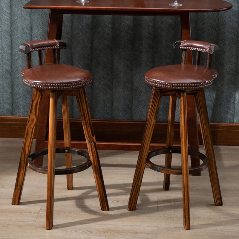 Tradition Armless Backrest Counter Stool Wood Household Bar Stool with Pedal