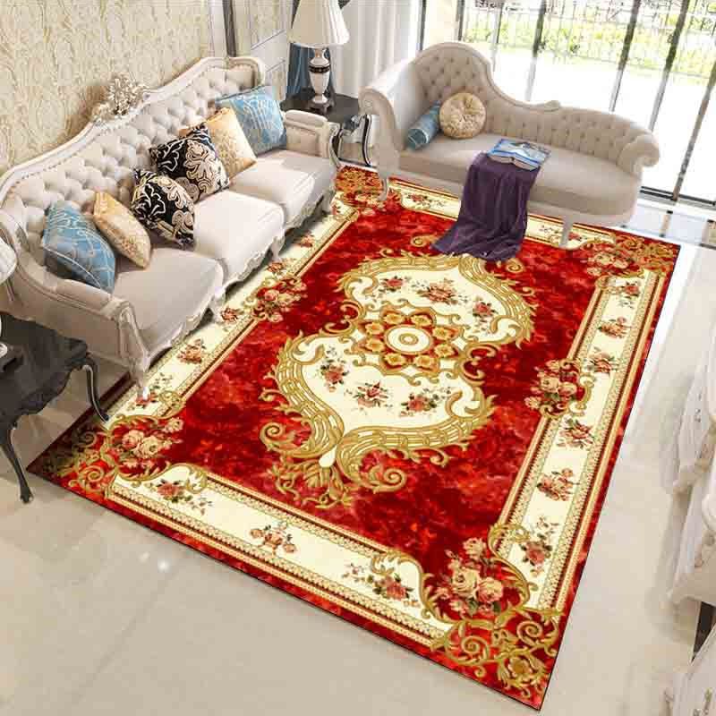 Navy Modern Carpet Blended Graphic Carpet Non-Slip Backing Carpet for Living Room