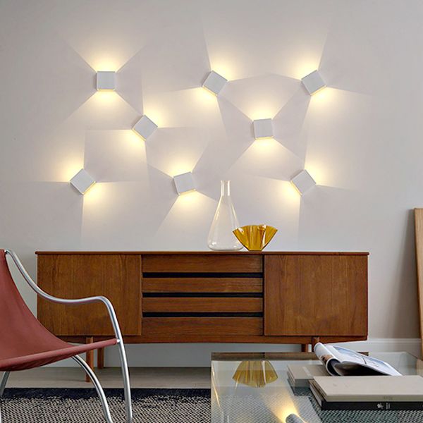 Moderner Stil quadratischer LED -Wandleuchten Beleuchtung Metall 1 Leichte Wandmontagelampe