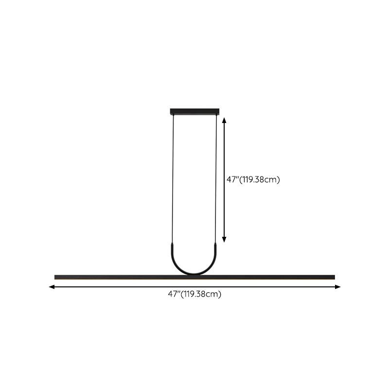 Linear 1 - Light LED Ceiling Pendant Fixture in Dark Black Aluminum Kitchen Island Fixture