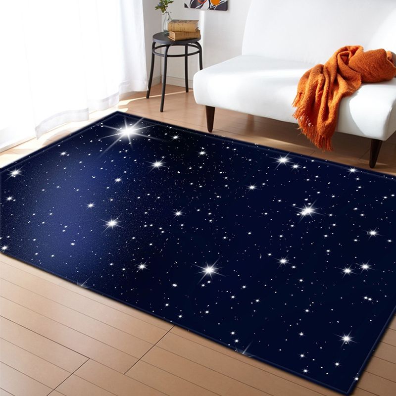 Navy Modern Area Tapijt Space Patroon Polyester Gebied Rug vlekbestendig vloerkleed voor thuisdecoratie