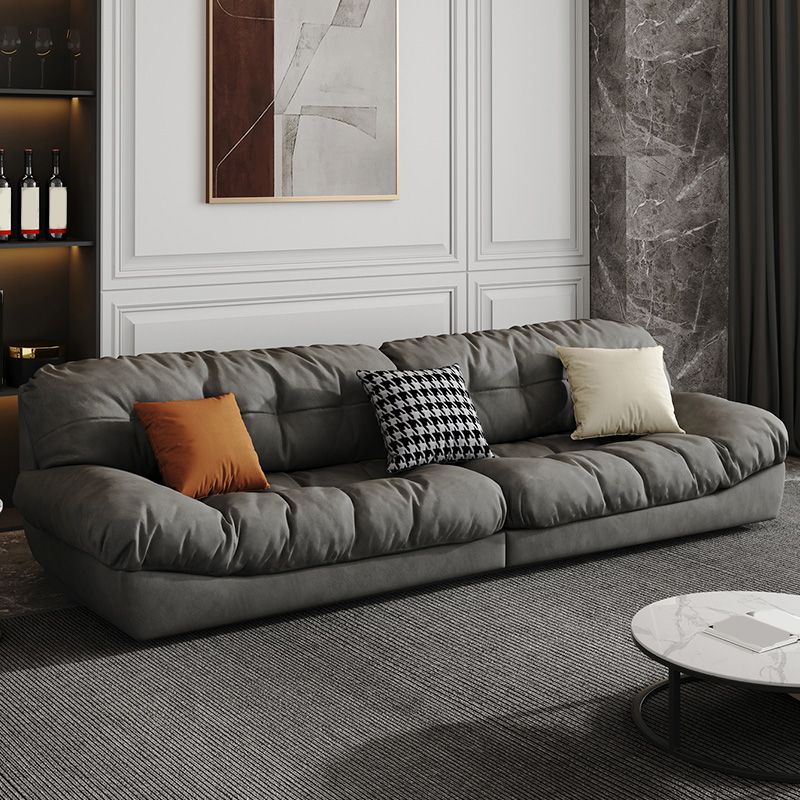 Contemporary Tufted Split-Back Standard Armless Sofa Couch in Grey