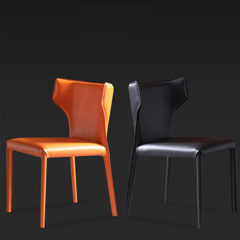 Silla de comedor de estilo moderno, sillón orejero de metal sin brazos para cocina