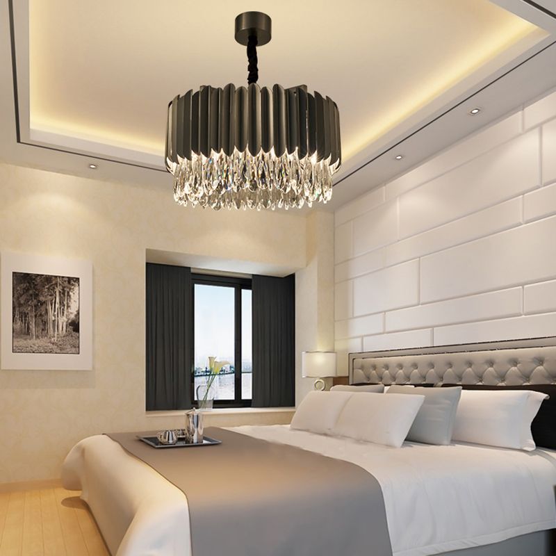 Contemporary Style Geometry Shape Chandelier Lights 9 Light Crystal Hanging Lights