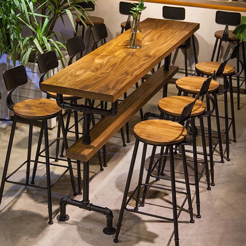 Modern Pub Height Bar Table Rectangle Top Bar Table with Black Base