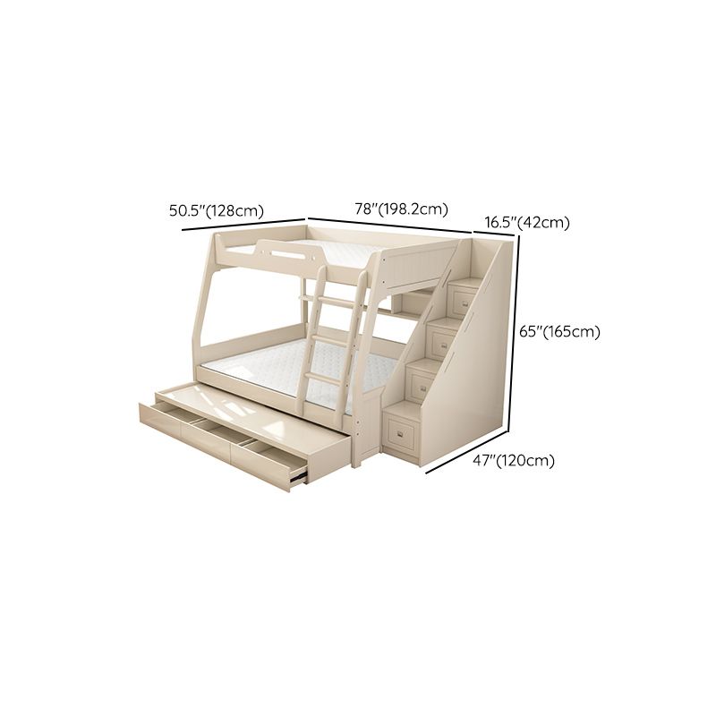 Contemporary Wood White Mattress Included with Drawers Rectangular Bunk Bed