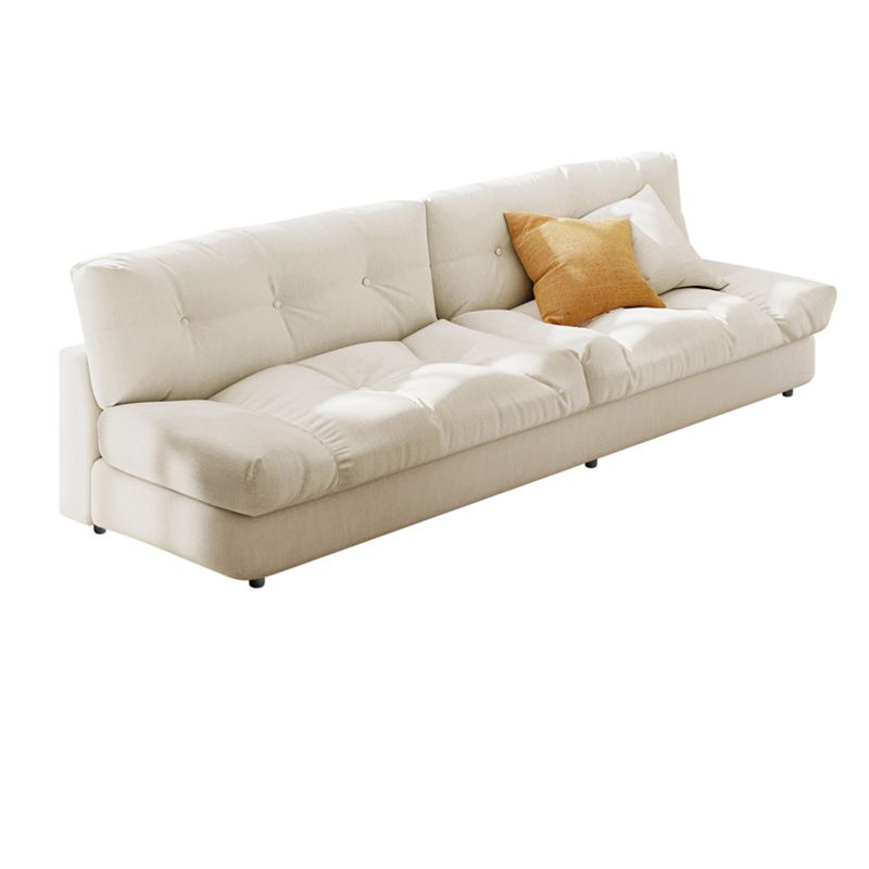Northern European Armless Sofa Turfed Faux Leather & Linen Sofa in Beige