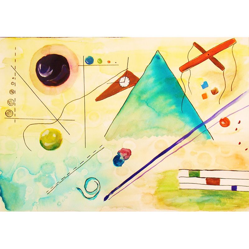 Contemporary Kandinsky Painting Mural Pastel Color Abstract Wall Art for Family Room